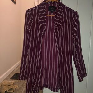 Maroon and white striped cardigan